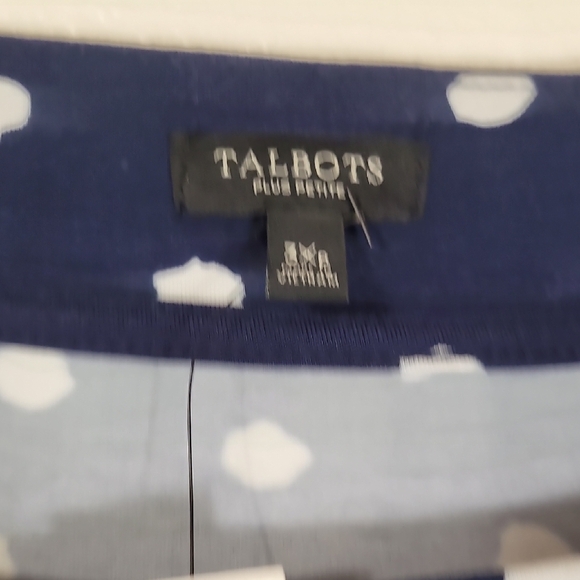 NWT Talbots Polka Dot Short Sleeve Shirt Size 3X Navy White Rayon Casual Boxy - Picture 5 of 12